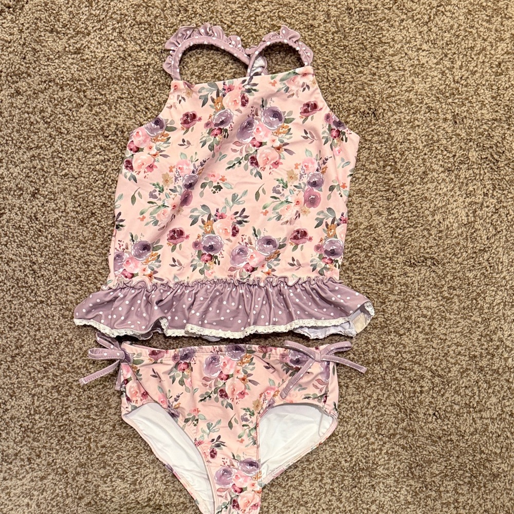 Cheeky Plum Floral Swimsuit with Ruffles